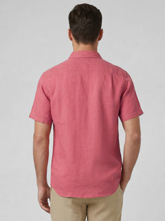 Men’s Linen Regular Fit Half Sleeve Shirt Red