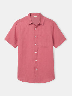 Men’s Linen Regular Fit Half Sleeve Shirt Red