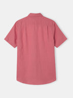 Men's Red 100% Linen Regular Fit Shirt
