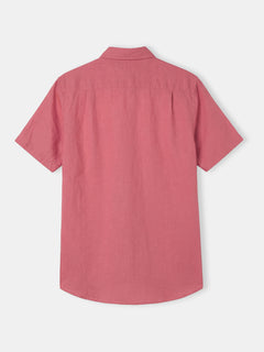 Men’s Linen Regular Fit Half Sleeve Shirt Red