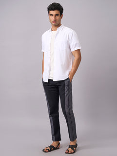 Men’s Cotton Linen Regular Fit Half Sleeve Shirt White