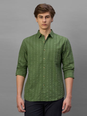 Men's Green 100% Cotton Regular Fit Shirt