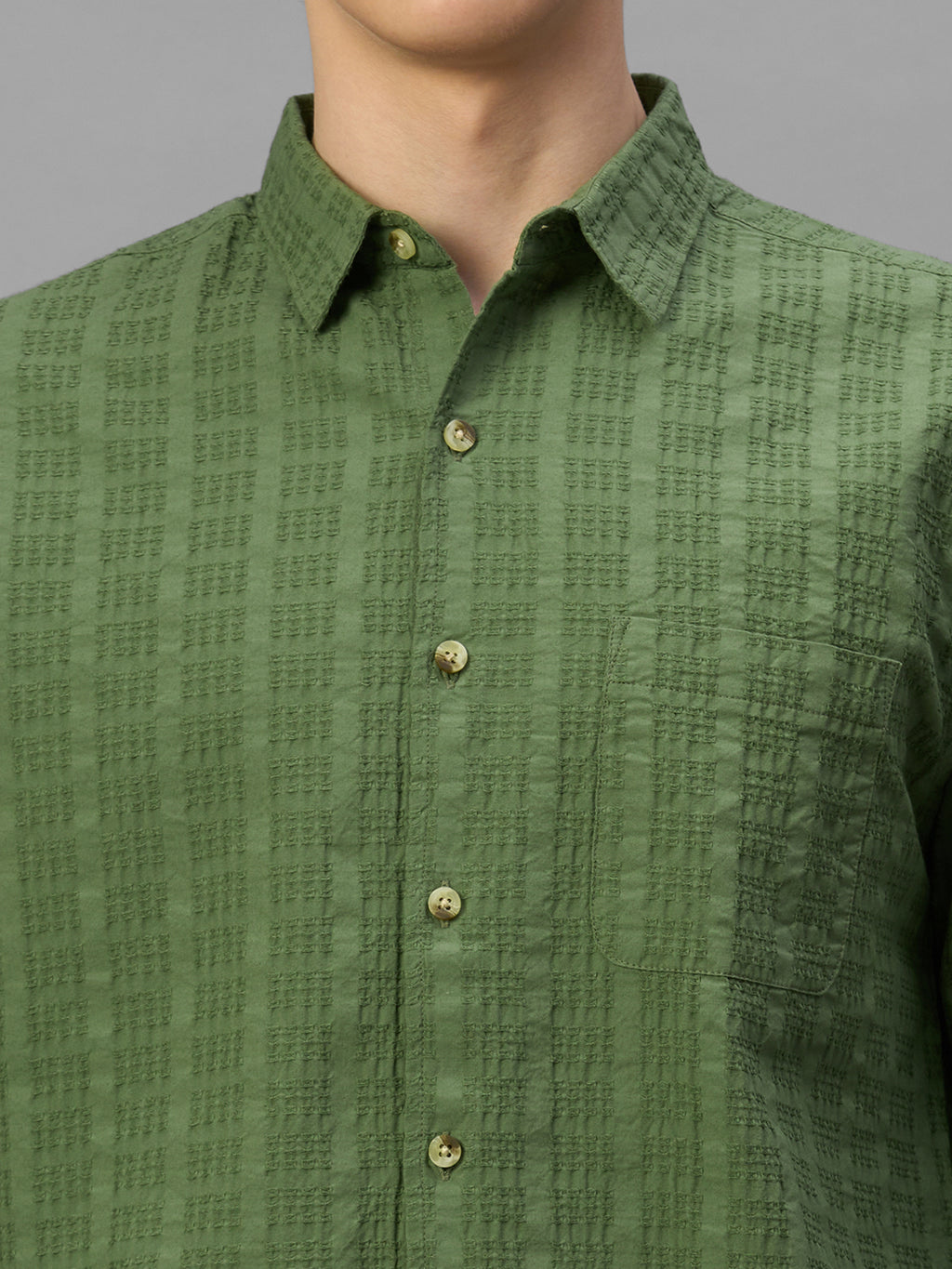Men's Green 100% Cotton Regular Fit Shirt