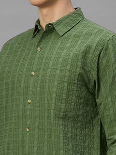 Men's Green 100% Cotton Regular Fit Shirt