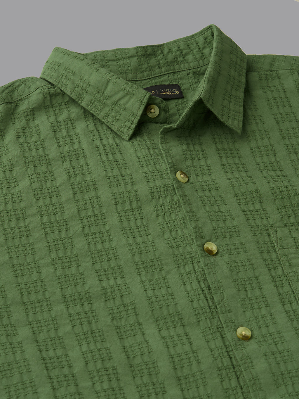 Men's Green 100% Cotton Regular Fit Shirt