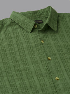 Men's Green 100% Cotton Regular Fit Shirt