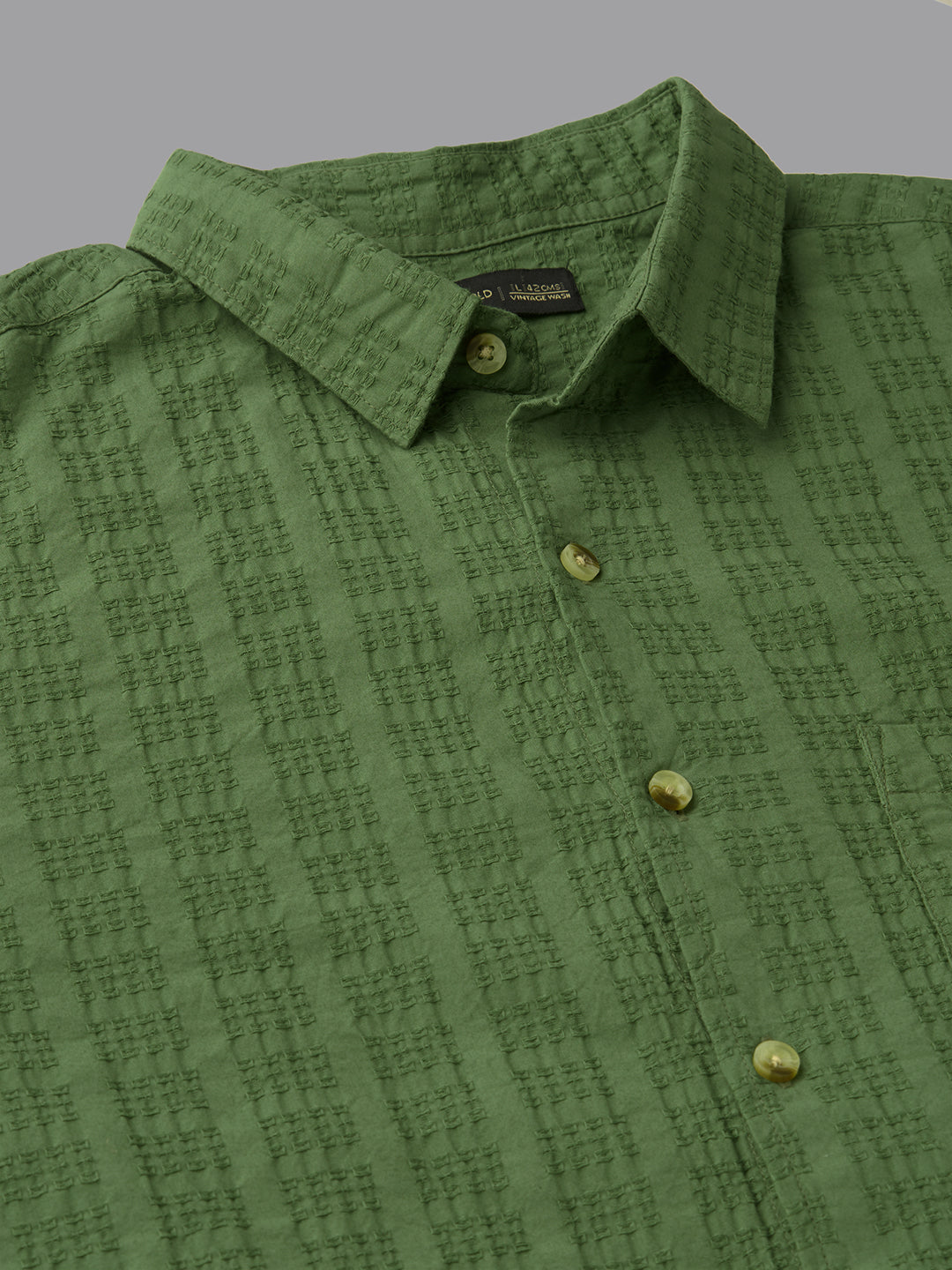 Men's Green 100% Cotton Regular Fit Shirt
