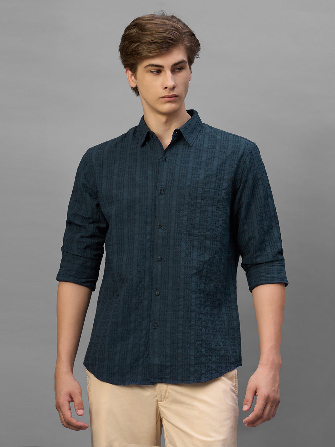 Men's Navy 100% Cotton Regular Fit Shirt