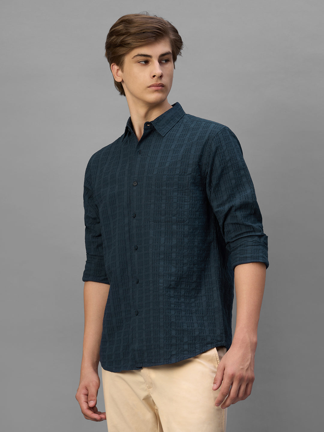 Men's Navy 100% Cotton Regular Fit Shirt