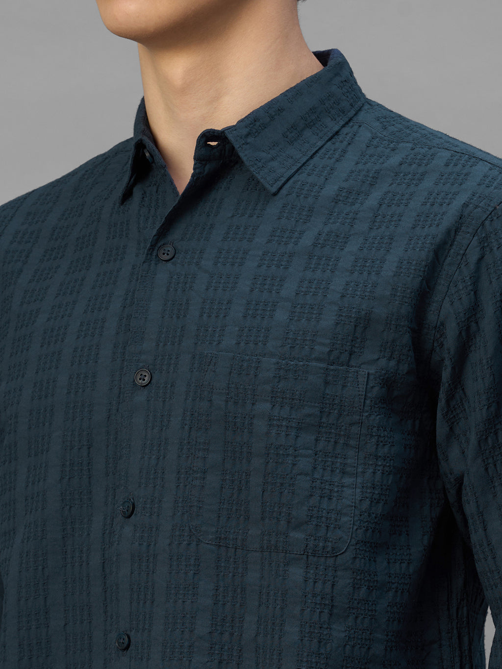 Men's Navy 100% Cotton Regular Fit Shirt