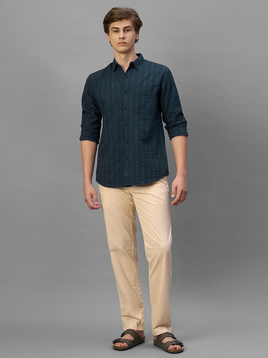 Men's Navy 100% Cotton Regular Fit Shirt