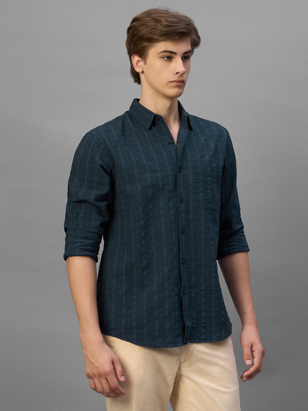 Men's Navy 100% Cotton Regular Fit Shirt