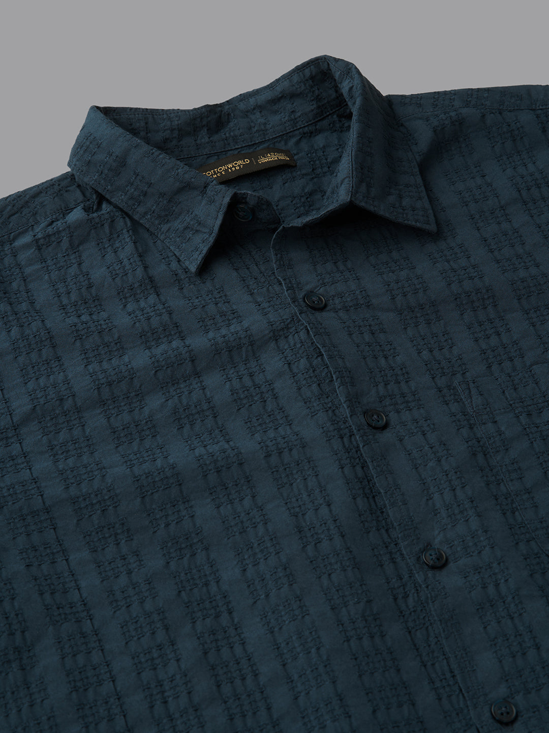 Men's Navy 100% Cotton Regular Fit Shirt
