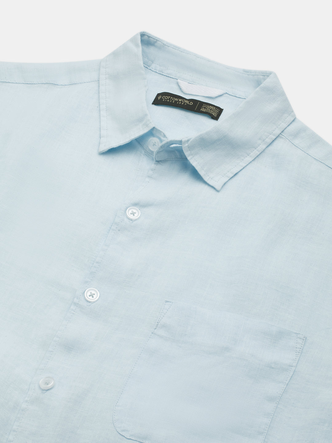 Men's Blue 100% Linen Regular Fit Shirt