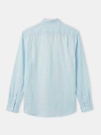Men's Blue 100% Linen Regular Fit Shirt