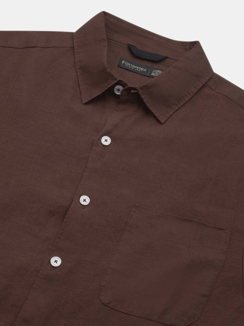 Men's Brown 100% Linen Regular Fit Shirt