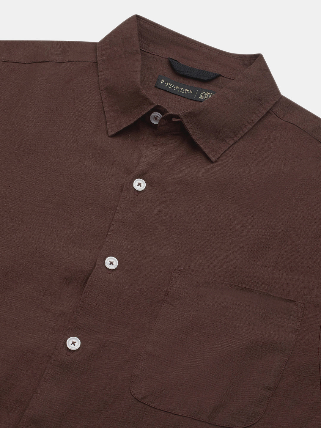 Men's Brown 100% Linen Regular Fit Shirt