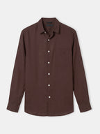 Men's Brown 100% Linen Regular Fit Shirt