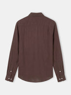 Men's Brown 100% Linen Regular Fit Shirt