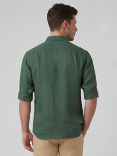 Men’s Linen Regular Fit Full Sleeve Shirt Green
