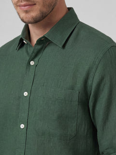 Men’s Linen Regular Fit Full Sleeve Shirt Green