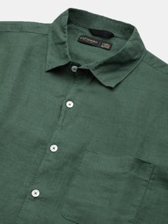 Men’s Linen Regular Fit Full Sleeve Shirt Green