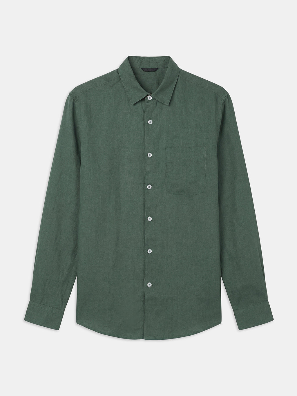 Men's Green 100% Linen Regular Fit Shirt