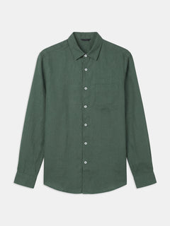 Men’s Linen Regular Fit Full Sleeve Shirt Green