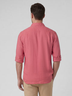 Men’s Linen Regular Fit Full Sleeve Shirt Red