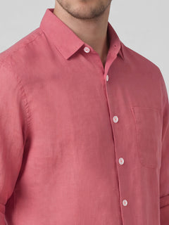 Men’s Linen Regular Fit Full Sleeve Shirt Red