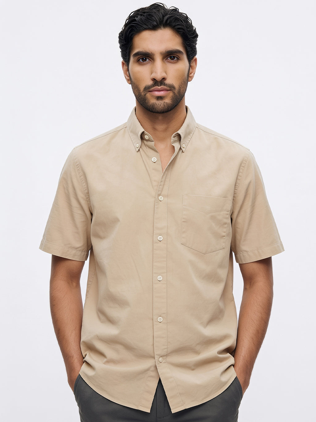 Men's Natural Oxford 100% Cotton Regular Fit Shirt