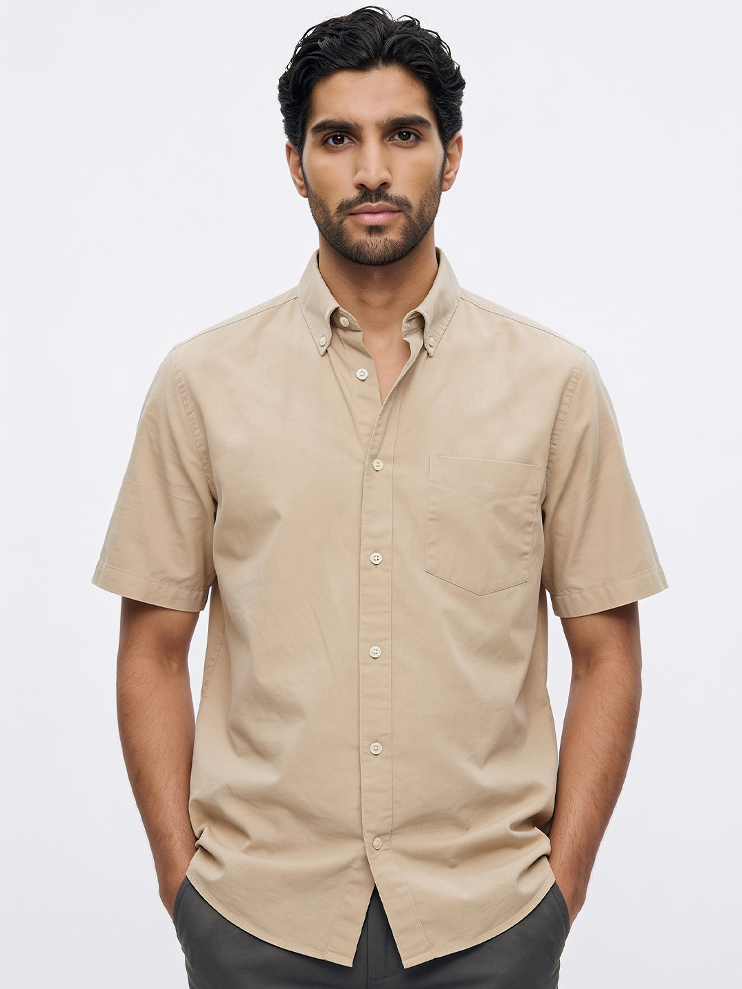 Men's Natural Oxford 100% Cotton Regular Fit Shirt