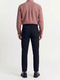 Men's Black Cotton Linen Slim Fit Pant