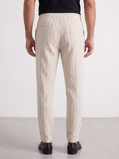 Men's Beige 100% Cotton Regular Fit Pant