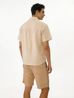 Men's Offwhite Cotton Polyester Loose Fit Shirt