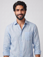 Men's Sky 100% Linen Regular Fit Shirt