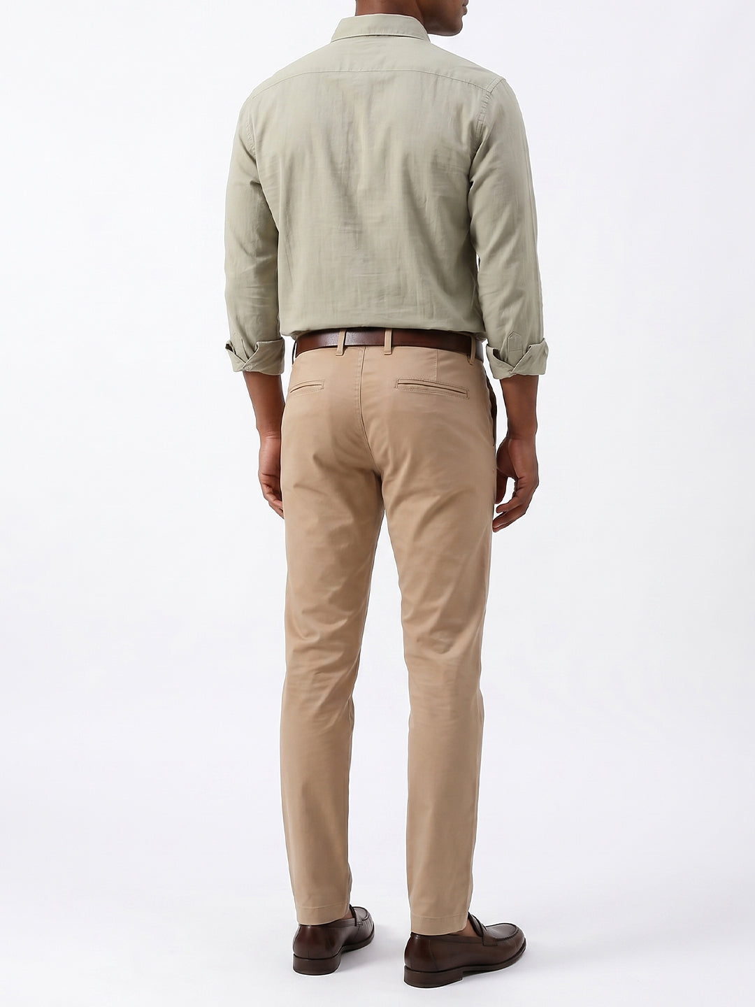 Men's Khaki Cotton Lycra Slim Fit Pant