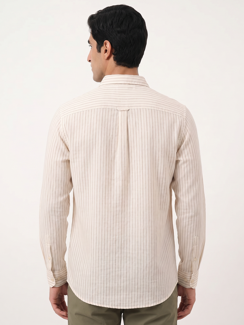 Men's Offwhite Cotton Lyocell Regular Fit Shirt