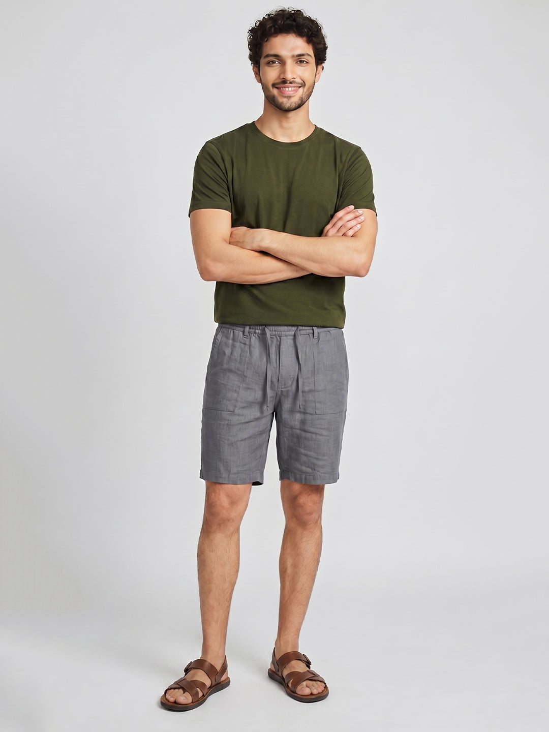Men's Darkgreen Cotton Bamboo Elastane Regular Fit Tshirt