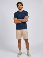 Men's Navy Cotton Bamboo Elastane Regular Fit Tshirt