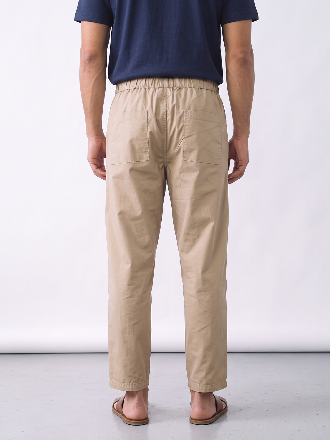 Men's 100% Cotton Loose Fit Pants Button Zip Khaki