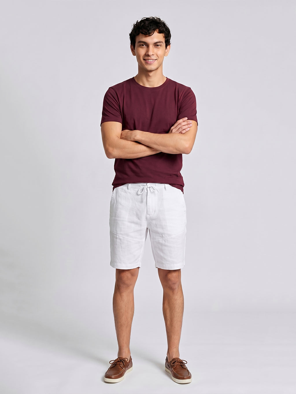 Men's Wine Cotton Bamboo Elastane Regular Fit Tshirt