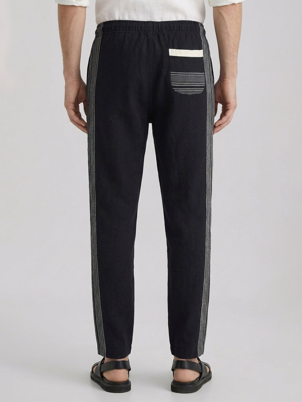 Men's Black 100% Cotton Regular Fit Pant