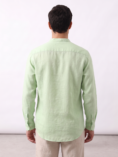 Men's Green Tencel Linen Regular Fit Shirt