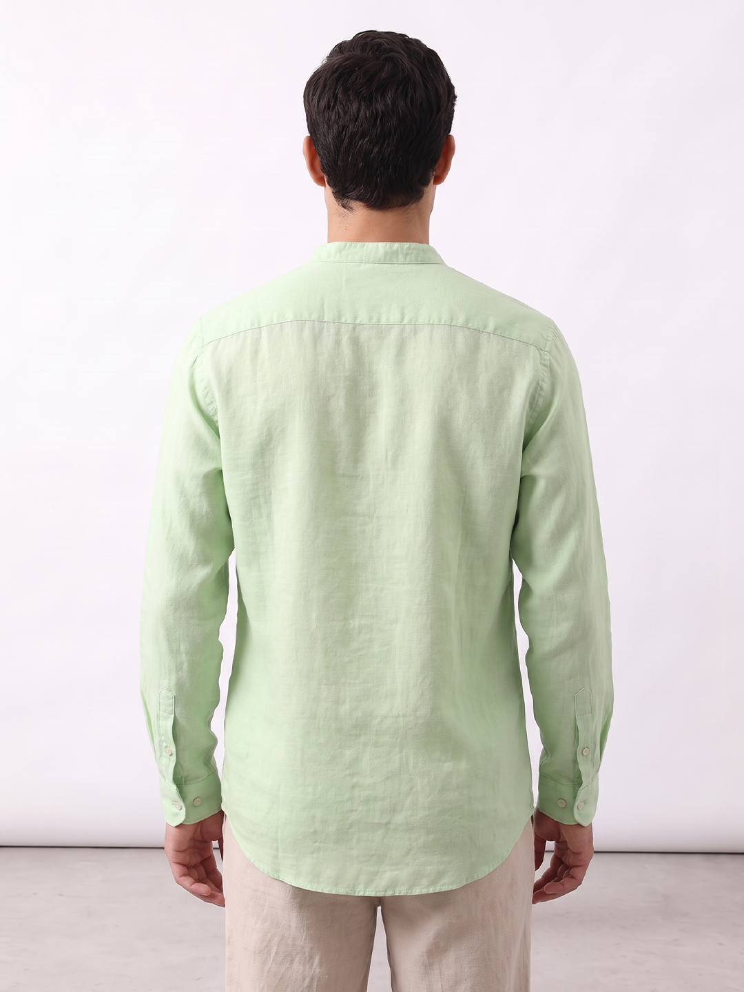 Men's Green Tencel Linen Regular Fit Shirt