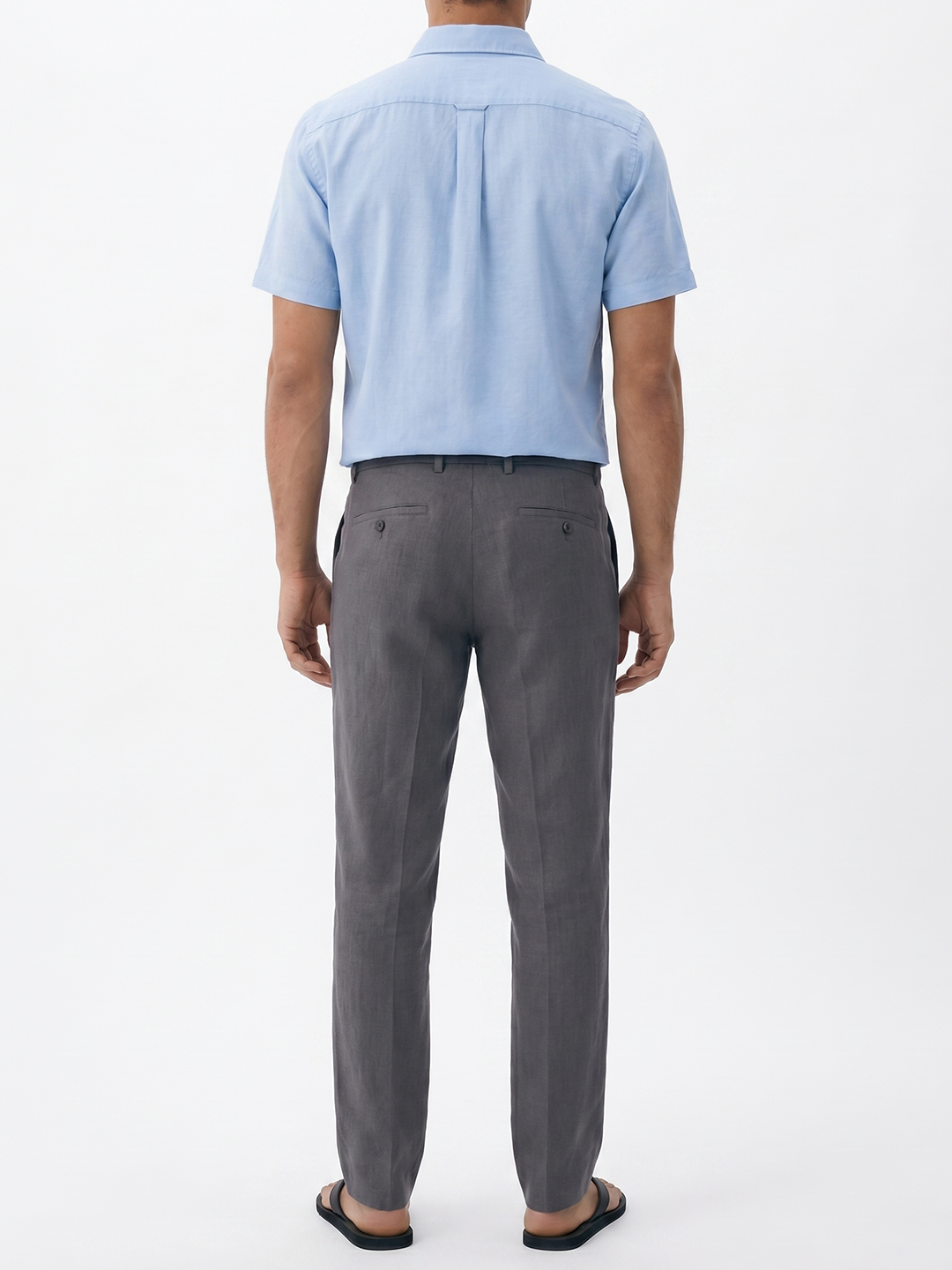 Men's Slate 100% Linen Regular Fit Pant