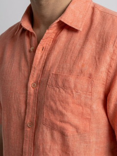 Men's Brick 100% Linen Regular Fit Shirt