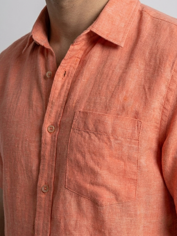 Men's Brick 100% Linen Regular Fit Shirt
