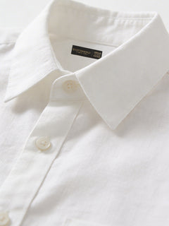 Men’s Linen Regular Fit Collared Shirt White