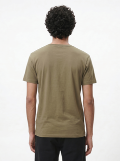 Men's Khaki Cotton Bamboo Elastane Regular Fit Tshirt